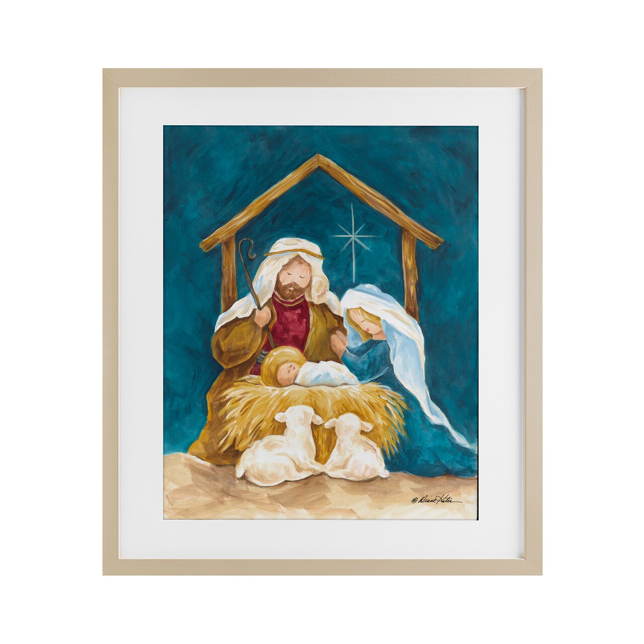 Stupell Industries Comforting Nativity Painting Framed Print Under Glass, design by Diane Kater